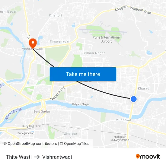 ठिते वस्ती to विश्रांतवाडी map