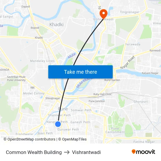 कॉमन वेल्थ बिल्डिंग to विश्रांतवाडी map