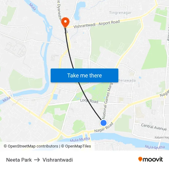नीता पार्क to विश्रांतवाडी map