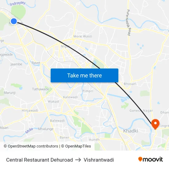 Central Restaurant Dehuroad to विश्रांतवाडी map