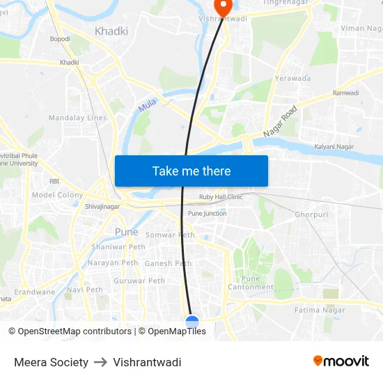 मीरा सोसाइटी to विश्रांतवाडी map