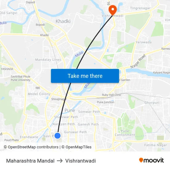महाराष्ट्र मंडल to विश्रांतवाडी map