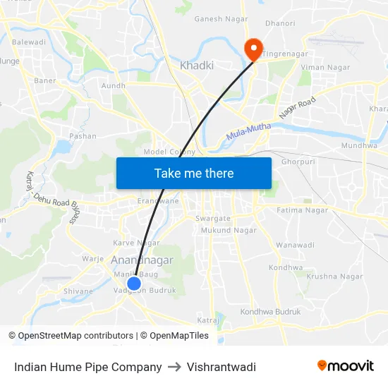 इंडियन ह्यूम पाइप कंपनी to विश्रांतवाडी map