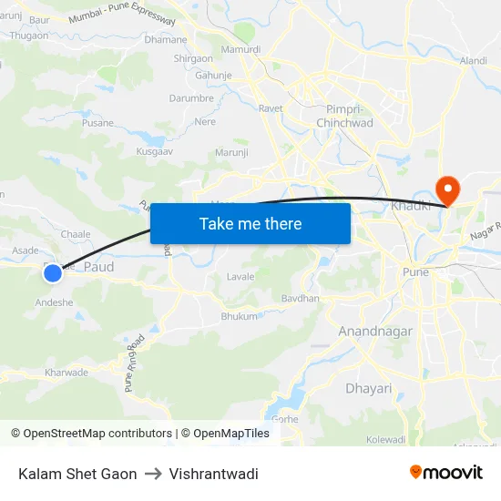 कलम शेत गाव to विश्रांतवाडी map