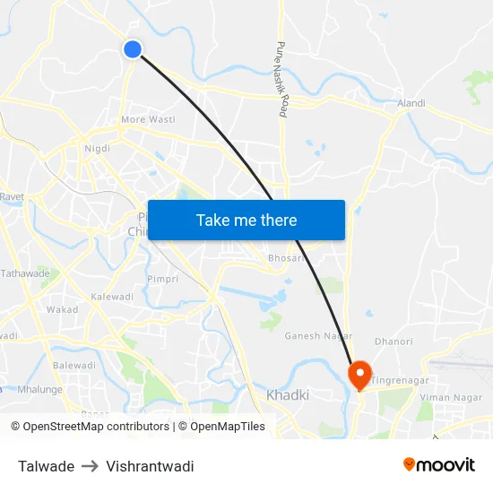 तलवाडे to विश्रांतवाडी map