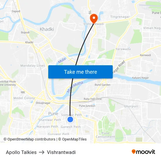 अपोलो टॉकीज to विश्रांतवाडी map