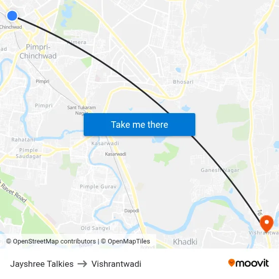 जयश्री टॉकीज to विश्रांतवाडी map