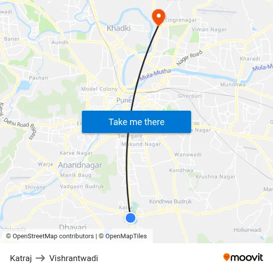 कात्रज to विश्रांतवाडी map