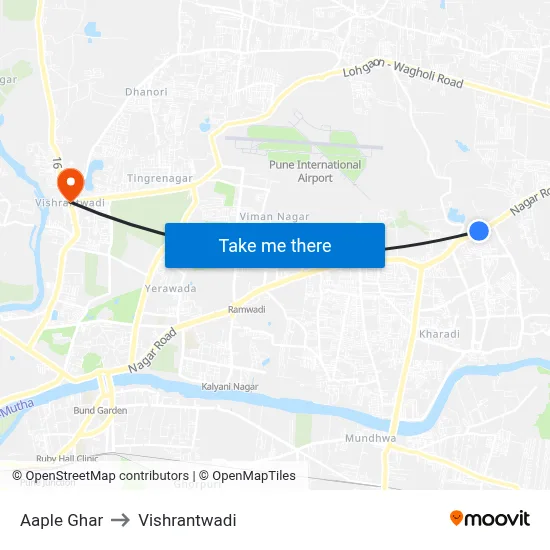 आप्ले घर to विश्रांतवाडी map