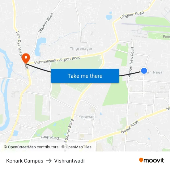 कोनार्क कैंपस to विश्रांतवाडी map