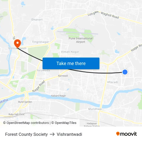 फॉरेस्ट काउंटी सोसायटी to विश्रांतवाडी map