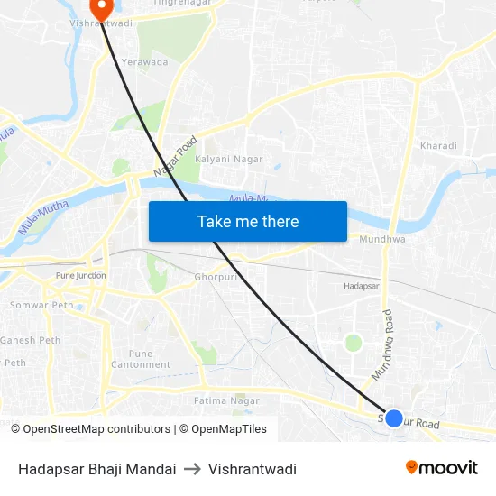 हड़पसर भाजी मंडई to विश्रांतवाडी map