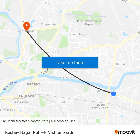 केशव नगर पूल to विश्रांतवाडी map
