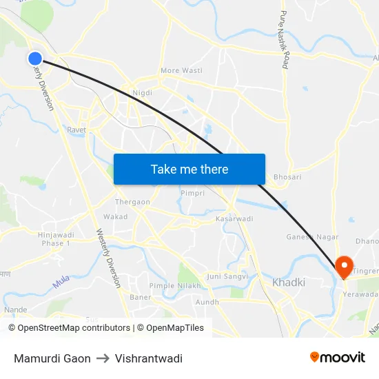 मामुर्डी गांव to विश्रांतवाडी map