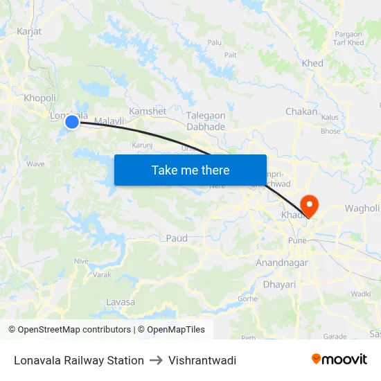 लोणावला रेलवे स्टेशन to विश्रांतवाडी map