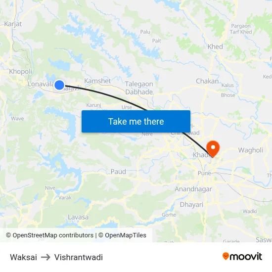 वाक्सई to विश्रांतवाडी map