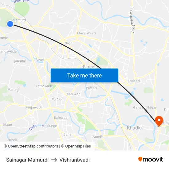 Sainagar Mamurdi to विश्रांतवाडी map