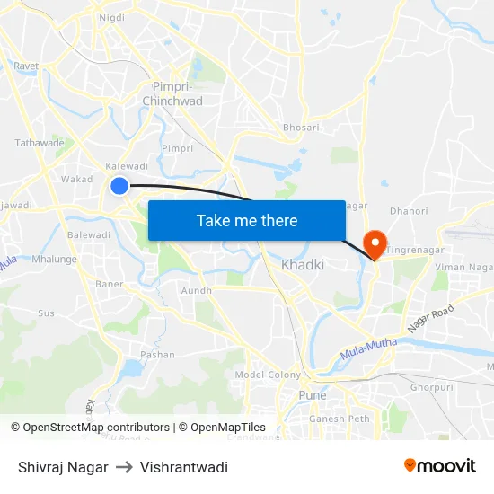 शिवराज नगर to विश्रांतवाडी map