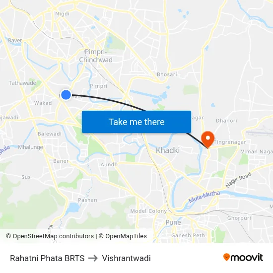 Rahatni Phata BRTS to विश्रांतवाडी map