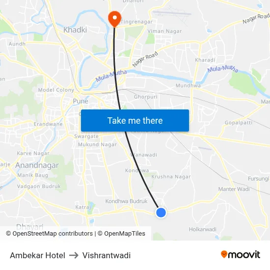 Ambekar Hotel to विश्रांतवाडी map