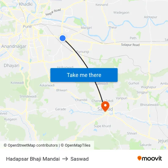 हड़पसर भाजी मंडई to सासवाड़ map