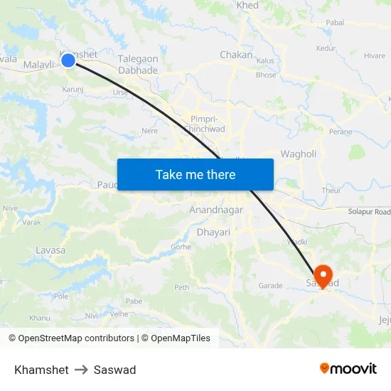 खामशेत to सासवाड़ map