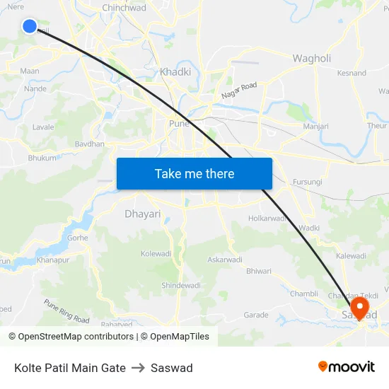 कोल्टे पाटिल मेन गेट to सासवाड़ map