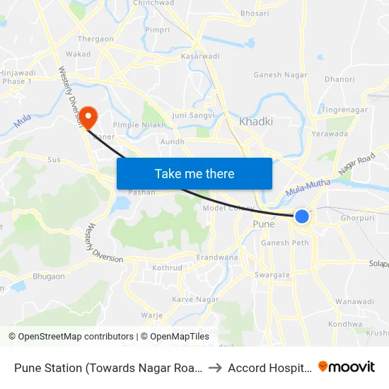 Pune Station (Towards Nagar Road) to Accord Hospital map