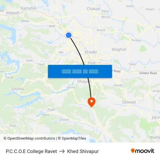 पी.सी.सी.ओ.ई कॉलेज रावेत to खेड शिवपुर map
