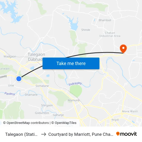 Talegaon (Station) to कोर्टयार्ड बाय मैरियट, पुणे चाकण map