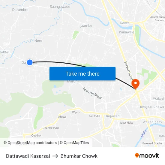 दत्तावाड़ी कसारसाई to भुमकर चौक map