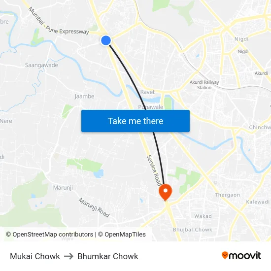 Mukai Chowk to भुमकर चौक map