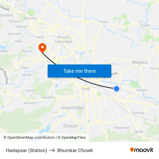 Hadapsar (Station) to भुमकर चौक map