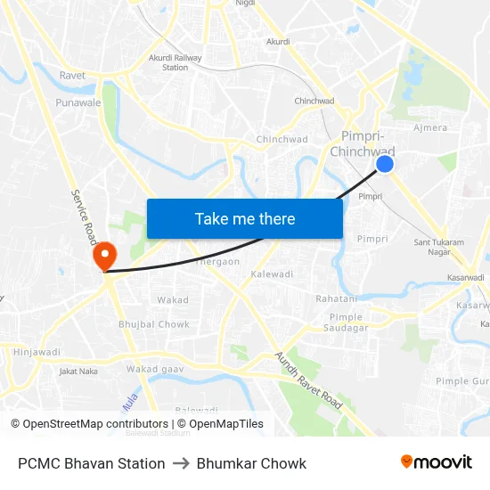 PCMC Bhavan Station to भुमकर चौक map