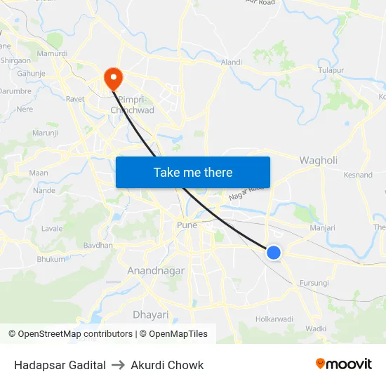हडपसर गडीटाल to अकुर्डी चौक map