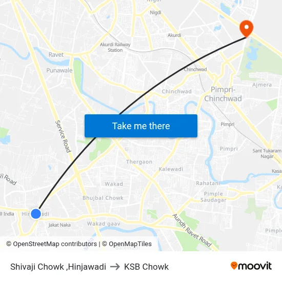 Shivaji Chowk ,Hinjawadi to केएसबी चौक map