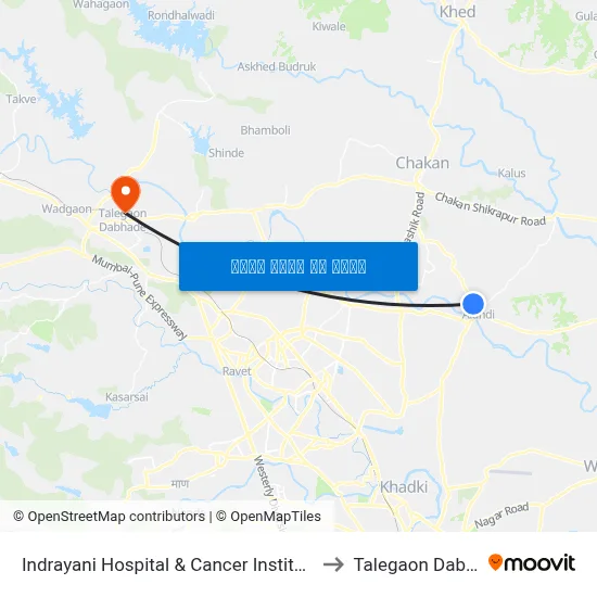 इंद्रायणी हॉस्पिटल एंड कैंसर इंस्टिट्यूट आळंदी to तालेगाव दाभाड़े map