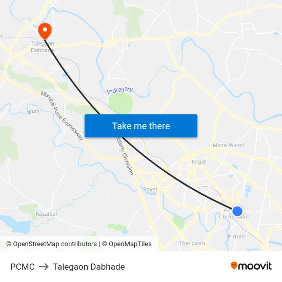 PCMC to Talegaon Dabhade map