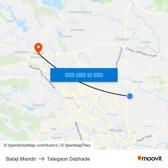 बालाजी मंदिर to तालेगाव दाभाड़े map