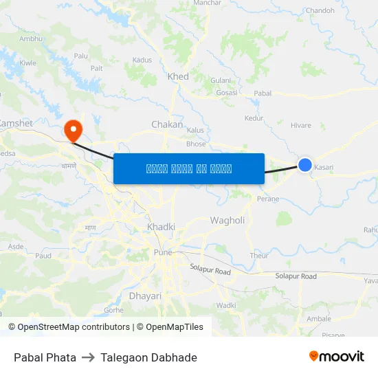 पाबल फाटा to तालेगाव दाभाड़े map