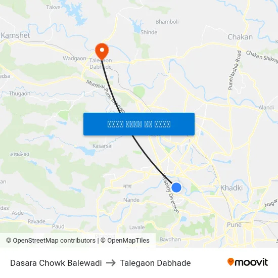दशहरा चौक बालेवाड़ी to तालेगाव दाभाड़े map