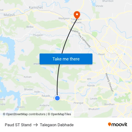Paud ST Stand to Talegaon Dabhade map