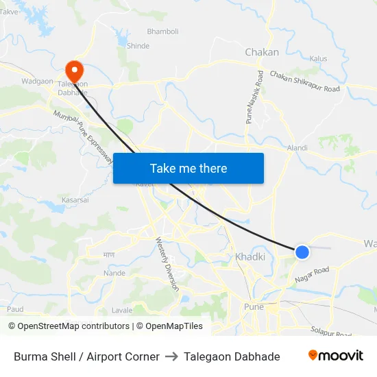 Burma Shell / Airport Corner to Talegaon Dabhade map