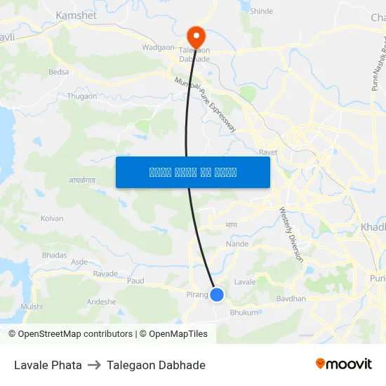 लवाले फाटा to तालेगाव दाभाड़े map