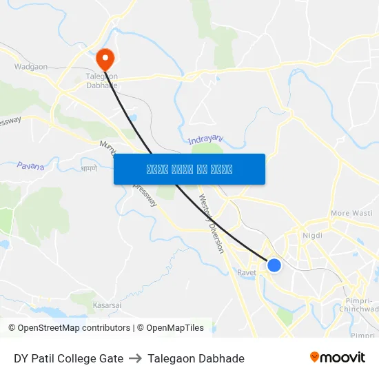 डीवाय पाटिल कॉलेज गेट to तालेगाव दाभाड़े map