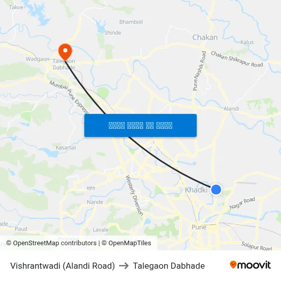 विश्रांतवाडी (आळंदी रोड) to तालेगाव दाभाड़े map