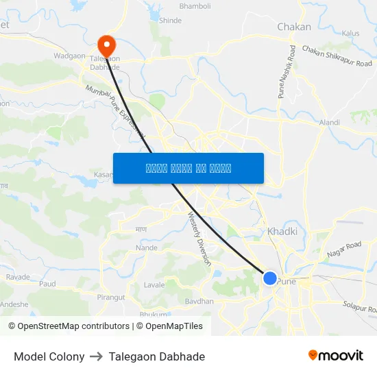 मॉडल कॉलोनी to तालेगाव दाभाड़े map