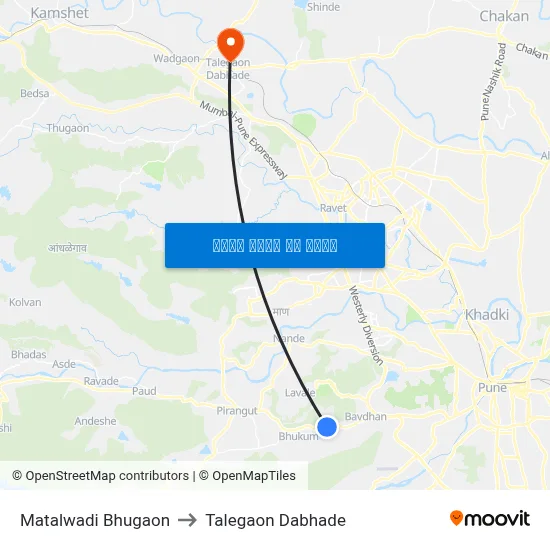 मटालवाडी भुगाव to तालेगाव दाभाड़े map