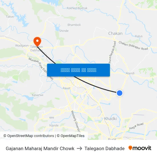 गजानन महाराज मंदिर चौक to तालेगाव दाभाड़े map