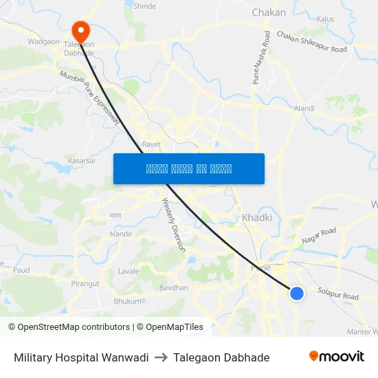 मिलिट्री हॉस्पिटल वानवडी to तालेगाव दाभाड़े map